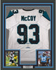 Framed Autographed/Signed Gerald McCoy 35x39 Carolina White Football Jersey Beckett BAS COA