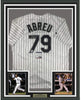 Framed Autographed/Signed Jose Abreu 35x39 Chicago Pinstripe Baseball Jersey PSA/DNA COA