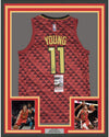 Framed Autographed/Signed Trae Young 35x39 Atlanta Red Basketball Jersey JSA COA