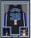 Framed Autographed/Signed Christian Laettner 35x39 Duke Blue Devils Black College Basketball Jersey JSA COA