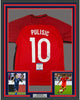 Framed Autographed/Signed Christian Pulisic 35x39 United States USA Red Soccer Jersey Beckett BAS COA