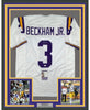 Framed Autographed/Signed Odell Beckham Jr. 35x39 LSU White College Football Jersey JSA COA