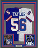 Framed Autographed/Signed Lawrence Taylor 35x39 New York Split Football Jersey Beckett BAS COA