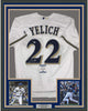 Framed Autographed/Signed Christian Yelich 35x39 Milwaukee White Baseball Jersey Beckett BAS COA