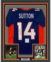 Framed Autographed/Signed Courtland Sutton 35x39 Denver Blue Football Jersey PSA/DNA COA