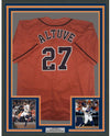Framed Autographed/Signed Jose Altuve 35x39 Houston Orange Baseball Jersey GTSM COA Holo Only