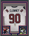 Framed Autographed/Signed Jadeveon Clowney 35x39 Houston White Football Jersey JSA COA