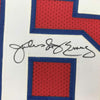 Framed Autographed/Signed Julius Erving Dr. J 35x39 Philadelphia Red Basketball Jersey JSA COA