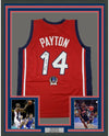 Framed Autographed/Signed Gary Payton 35x39 USA United States Red Olympic Basketball Jersey Beckett BAS COA