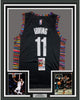 Framed Autographed/Signed Kyrie Irving 35x39 Brooklyn Black City Basketball Jersey JSA COA
