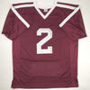 Autographed/Signed Johnny Manziel 12 Heisman Texas A&M Maroon Stat College Football Jersey JSA COA