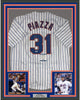Framed Autographed/Signed Mike Piazza 35x39 New York NY Pinstripe Baseball Jersey Beckett BAS COA