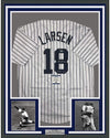 Framed Autographed/Signed Don Larsen Inscribed 35x39 New York Pinstripe Baseball Jersey Beckett BAS COA