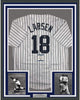 Framed Autographed/Signed Don Larsen Inscribed 35x39 New York Pinstripe Baseball Jersey Beckett BAS COA