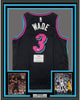 Framed Autographed/Signed Dwyane Wade 35x39 Miami Heat Black Vice City Basketball Jersey Fanatics COA