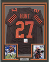 Framed Autographed/Signed Kareem Hunt 35x39 Cleveland Color Rush Football Jersey PSA/DNA COA