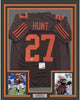 Framed Autographed/Signed Kareem Hunt 35x39 Cleveland Color Rush Football Jersey PSA/DNA COA