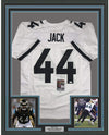Framed Autographed/Signed Myles Jack 35x39 Jacksonville White Football Jersey JSA COA
