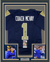 Framed Autographed/Signed Sean McVay 35x39 Los Angeles LA Dark Blue Football Jersey Beckett BAS COA