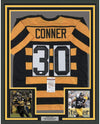 Framed Autographed/Signed James Conner 35x39 Pittsburgh Bumble Bee Football Jersey JSA COA