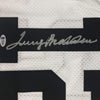 Framed Autographed/Signed Terry Bradshaw 35x39 Pittsburgh White Football Jersey Beckett BAS COA