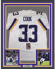Framed Autographed/Signed Dalvin Cook 35x39 Minnesota White Football Jersey JSA COA