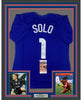 Framed Autographed/Signed Hope Solo 35x39 United States USA Blue Soccer Jersey JSA COA