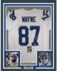 Framed Autographed/Signed Reggie Wayne 35x39 Indianapolis White Football Jersey JSA COA