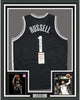 Framed Autographed/Signed D'Angelo Russell 35x39 Brooklyn Black Basketball Jersey JSA COA