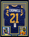 Framed Autographed/Signed Nolan Cromwell 35x39 Los Angeles LA Rams Blue Football Jersey JSA COA