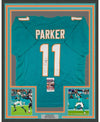 Framed Autographed/Signed Devante Parker 35x39 Miami Teal Football Jersey JSA COA