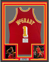 Framed Autographed/Signed Tracy McGrady 35x39 Houston Rockets Red Authentic Swingman Mitchell & Ness Basketball Jersey Fanatics COA
