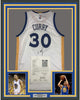Framed Autographed/Signed Stephen Steph Curry 35x39 Golden State White Basketball Jersey JSA COA/LOA