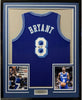 Framed Autographed/Signed Kobe Bryant 35x39 Los Angeles LA Retro Blue Basketball Jersey PSA/DNA COA by Hall of Fame Sports Memorabilia