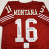 Autographed/Signed Joe Montana & Dwight Clark The Catch San Francisco Red Football Jersey PSA/DNA & Beckett BAS COA