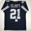 Autographed/Signed Ezekiel Elliott Dallas Dark Blue Football Jersey PSA/DNA COA