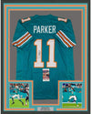 Framed Autographed/Signed Devante Parker 35x39 Miami Retro Teal Football Jersey JSA COA