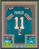 Framed Autographed/Signed Devante Parker 35x39 Miami Retro Teal Football Jersey JSA COA