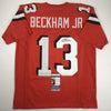 Autographed/Signed Odell Beckham Jr. Cleveland Orange Football Jersey JSA COA