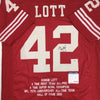 Autographed/Signed Ronnie Lott San Francisco Red Stat Football Jersey PSA/DNA COA