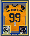 Framed Autographed/Signed Aaron Donald 35x39 Los Angeles LA Yellow Color Rush Football Jersey JSA COA