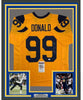Framed Autographed/Signed Aaron Donald 35x39 Los Angeles LA Yellow Color Rush Football Jersey JSA COA
