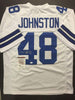 Autographed/Signed Daryl Moose  Johnston Dallas Cowboys White Football Jersey JSA COA
