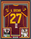 Framed Autographed/Signed Antonio Brown 35x39 Central Michigan Maroon College Football Jersey JSA COA