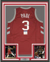 Framed Autographed/Signed Chris Paul 35x39 Houston Red Basketball Jersey PSA/DNA COA