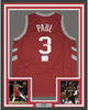 Framed Autographed/Signed Chris Paul 35x39 Houston Red Basketball Jersey PSA/DNA COA