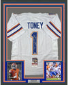 Framed Autographed/Signed Kadarius Toney 35x39 Florida White College Football Jersey JSA COA