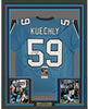 Framed Autographed/Signed Luke Kuechly 35x39 Carolina Blue Football Jersey JSA COA