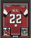Framed Autographed/Signed Keanu Neal 35x39 Atlanta Red Football Jersey PSA/DNA COA