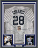 Framed Autographed/Signed Joe Girardi 4x WS Champs 35x39 New York Pinstripe Baseball Jersey JSA COA